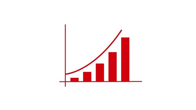 Financial business growth chart animation. money rise concept, business graph animation.