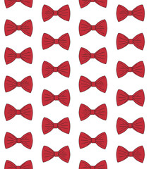 Vector seamless pattern of hand drawn doodle sketch red bow tie isolated on white background