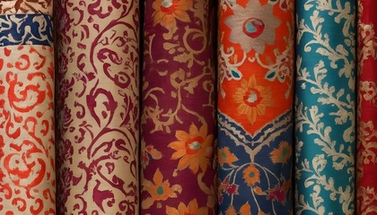 A Pattern Of Vibrant Indian Textiles Such As Bloc