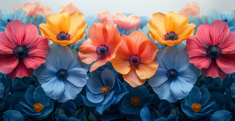 Obraz premium Colorful wallpaper Pattern of flowers colr pencill art on a white background,generative ai