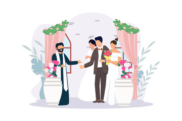 Wedding Couple Flat Illustration Design