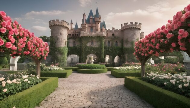 Imagine A Rose Garden In A Fairytale Castle Where