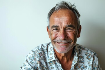 Portrait of a happy senior man smiling at the camera with copy space