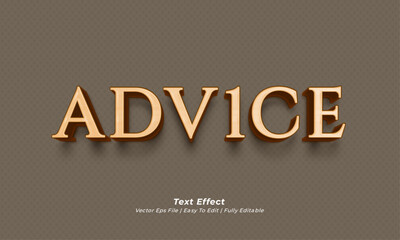 Fototapeta na wymiar Advice text effect editable 3d text style