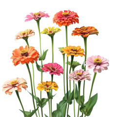 Fototapeta premium Many colored flowers in vase on Transparent Background