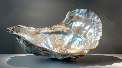With its natural organic shape and shimmering luminescent appearance this pearl oyster podium is a true visual treat sure to leave . .