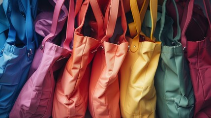 A collection of bags in a rainbow of colors  AI generated illustration
