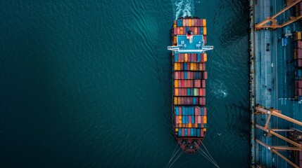 A cargo ship anchored at a bustling port  AI generated illustration - obrazy, fototapety, plakaty