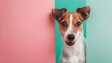 A cute canine with a wagging tail peeking out from a AI generated illustration