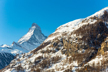 Scenic view of Matterhorn mountain peak, Swiss Alps