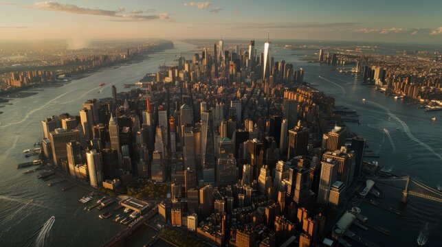 Fototapeta beautiful city of new york seen from panoramic height