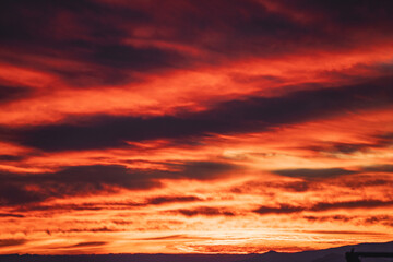 Fototapeta na wymiar red sunset sky with clouds
