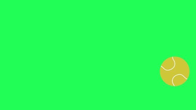 Tennis Ball is jumping on Green Screen background, rolling Right and left. Side on view of a tennis ball rolling from left to right. 4K video Footage Tennis Animation or Tennis Ball Footage