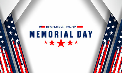 Memorial Day - Remember and Honor Poster. Usa memorial day celebration. American national holiday.