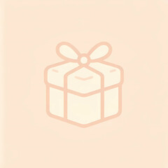 シンプルなプレゼントの箱のシルエットのイラスト。線画で描かれている。ボックスがリボンで結ばれている
