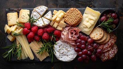 Dive into the sumptuous textures of a cheese platter, where creamy brie, tangy gouda, and sharp...