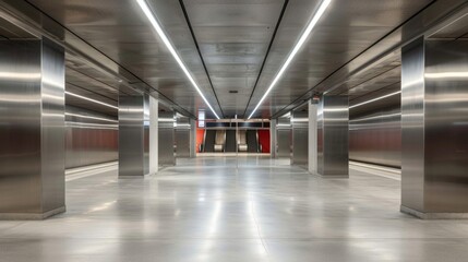 Fototapeta premium In the heart of the citys underground this subway station presents the perfect backdrop for this metallic podium its raw and urban . .