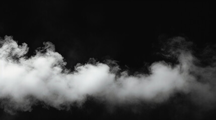 White cloudiness, mist or smog moves on black background. Generative Ai - obrazy, fototapety, plakaty