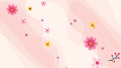 Flowers pattern with wavy shapes in pastel colors delicate abstract background.