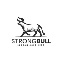 Vector Logo Illustration Bull Silhouette Style