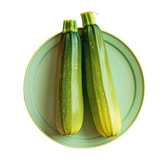 Two zucchini on a plate on a Transparent Background - obrazy, fototapety, plakaty