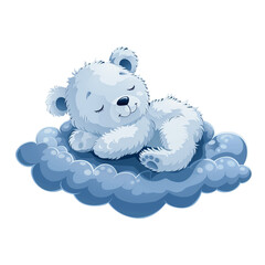 A cute sleeping puppy on the clouds. Delicate colors. Textile design for newborns.