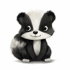 Minimalist digital drawing woodland skunk