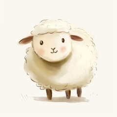 Obraz premium Minimalist digital drawing woodland sheep