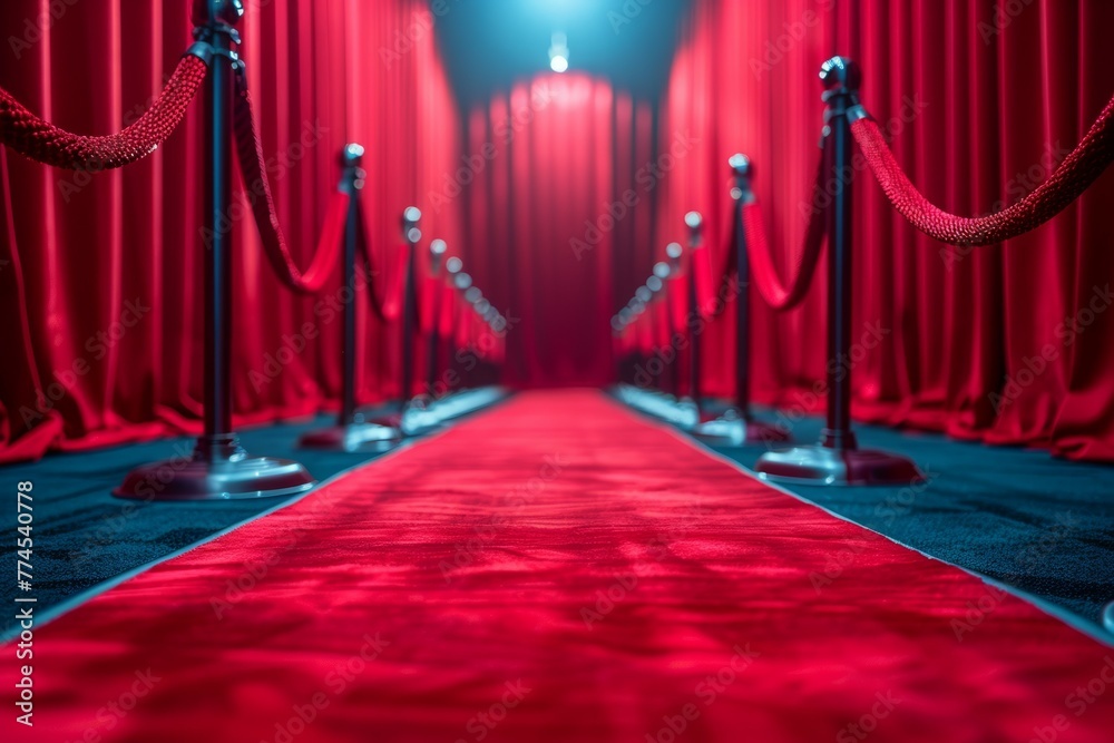 Sticker A red carpet with a red curtain in the background