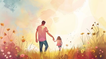 Obraz na płótnie Canvas Illustration of father's day, happy emotions with father. Father's Day