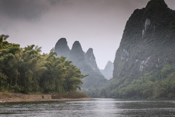 Landscape of Guilin, Karst mountains. Located near The Ancient Town of Xingping