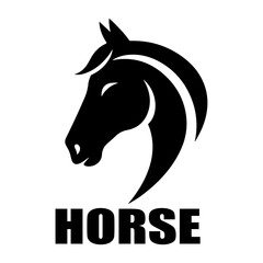 Horse head pose, vector image, vector silhouette, white background 2