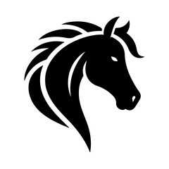 Horse head pose, vector image, vector silhouette, white background 5