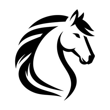 Horse head pose, vector image, vector silhouette, white background 3