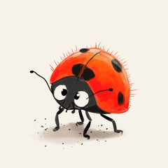 Minimalist digital drawing woodland ladybug