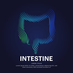 Human Intestine medical structure. Vector logo Intestines color silhouette on a dark background. Large Intestine logo vector template suitable for organization, company, or community. EPS 10