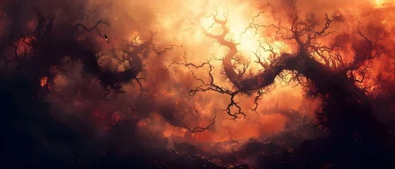 Poster A D Art Depiction of a Fiery Underworld Ruled by Demons and Monsters. Concept Fantasy Art, Demonic Creatures, Hellish Landscape, Dark Fantasy, Infernal Realm © Ян Заболотний