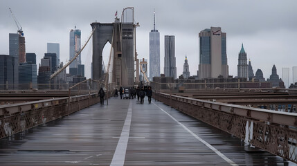 Brooklyn Bridge during the day with sparse