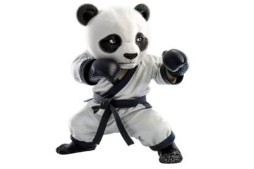 Foto op Canvas Cute Fighting Panda Cartoon © Ariestia