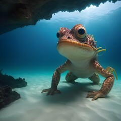 frog in water - obrazy, fototapety, plakaty
