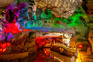 Silver Cave, an underground cave in Guilin, China.