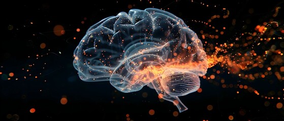 Neuronal activity in brain mapped using optogenetics Neurons firing in cerebral cortex Huntingtons disease AI model. Concept Optogenetics, Neuronal Activity Mapping, Cerebral Cortex - obrazy, fototapety, plakaty