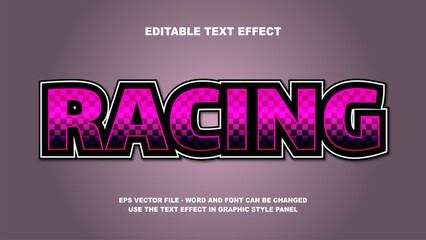 Editable Text Effect Racing 3D Vector Template