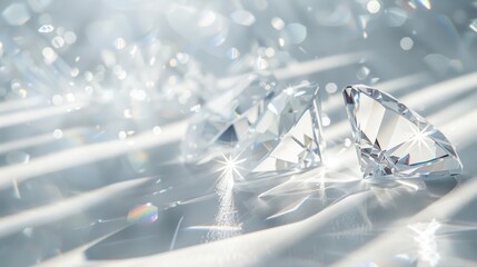 Luxurious diamond background with silver sparkling diamonds, exuding a luxurious feel - obrazy, fototapety, plakaty