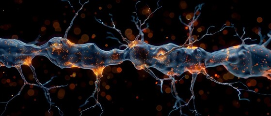 3D computer reconstruction of dopaminergic neurons linked to Parkinsons autism and schizophrenia. Concept 3D Modeling, Neuroscience, Parkinson's, Autism, Schizophrenia - obrazy, fototapety, plakaty