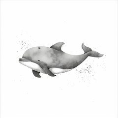 Naklejka premium Minimalist digital drawing woodland dolphin