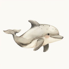 Minimalist digital drawing woodland dolphin