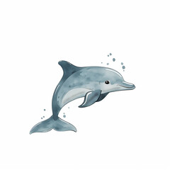 Minimalist digital drawing woodland dolphin