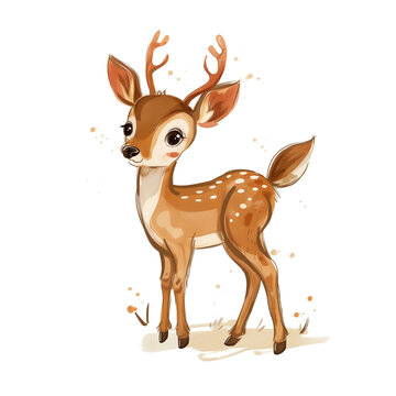 Minimalist digital drawing woodland deer