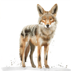 Fototapeta premium Minimalist digital drawing woodland coyote